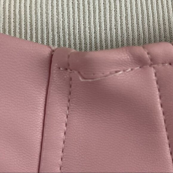 ASOS Parisian Bubblegum Pink Vegan Leather Bustier Sheer Sleeve Top 10 - Picture 6 of 11